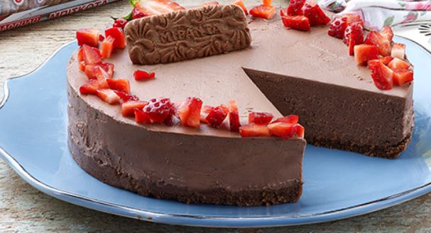 Cheesecake σοκολάτας με μπισκότα Μιράντα με κακάο και σοκολάτα