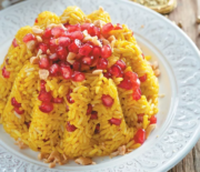 Ρύζι γιορτινό με κουρκουμά, φιστίκια και ρόδι